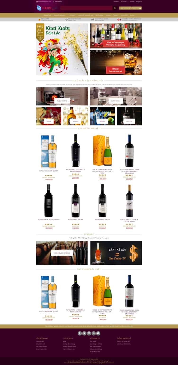 Mẫu giao diện website shop rượu