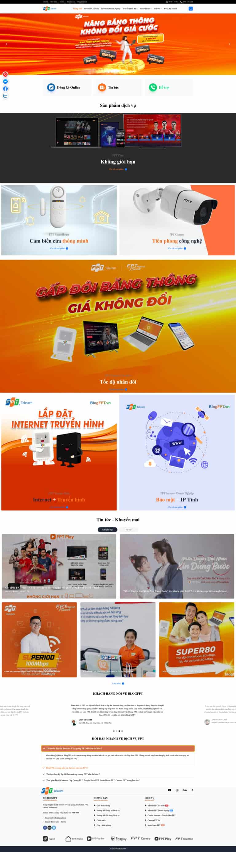 Mẫu giao diện website lắp mạng fpt 1
