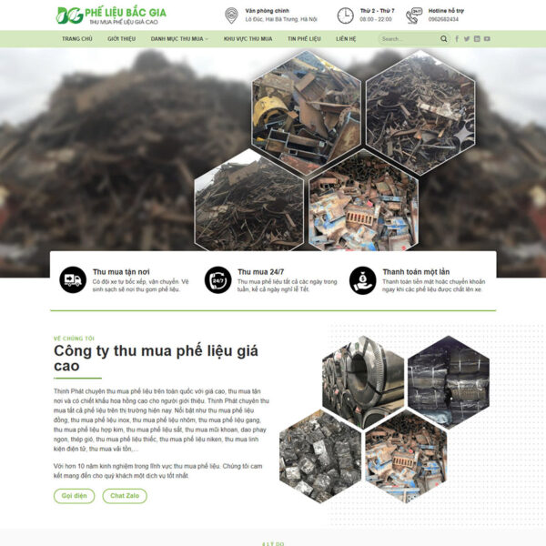 Mẫu giao diện website mua bán phế liệu