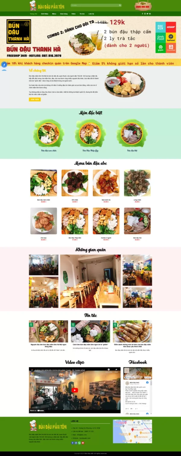 Theme wordpress quán ăn bún đậu mắm tôm