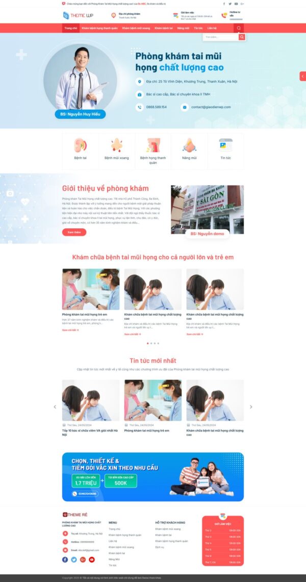 Theme wordpress phòng khám tai mũi họng