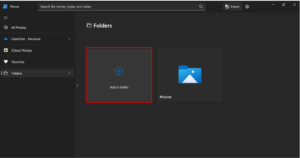 Tạo tập ảnh bạn muốn sử dụng thành một folder và chọn "Folders" sau đó chọn “Add a Folder”