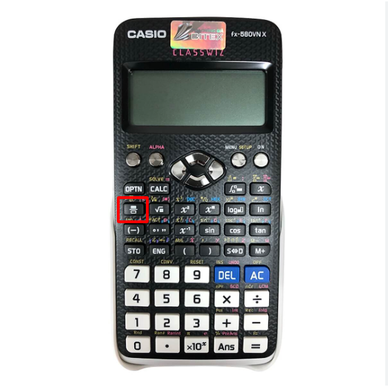 Nhấn liên tục 2 lần nút phân số để tạo 2 hàng ngang 