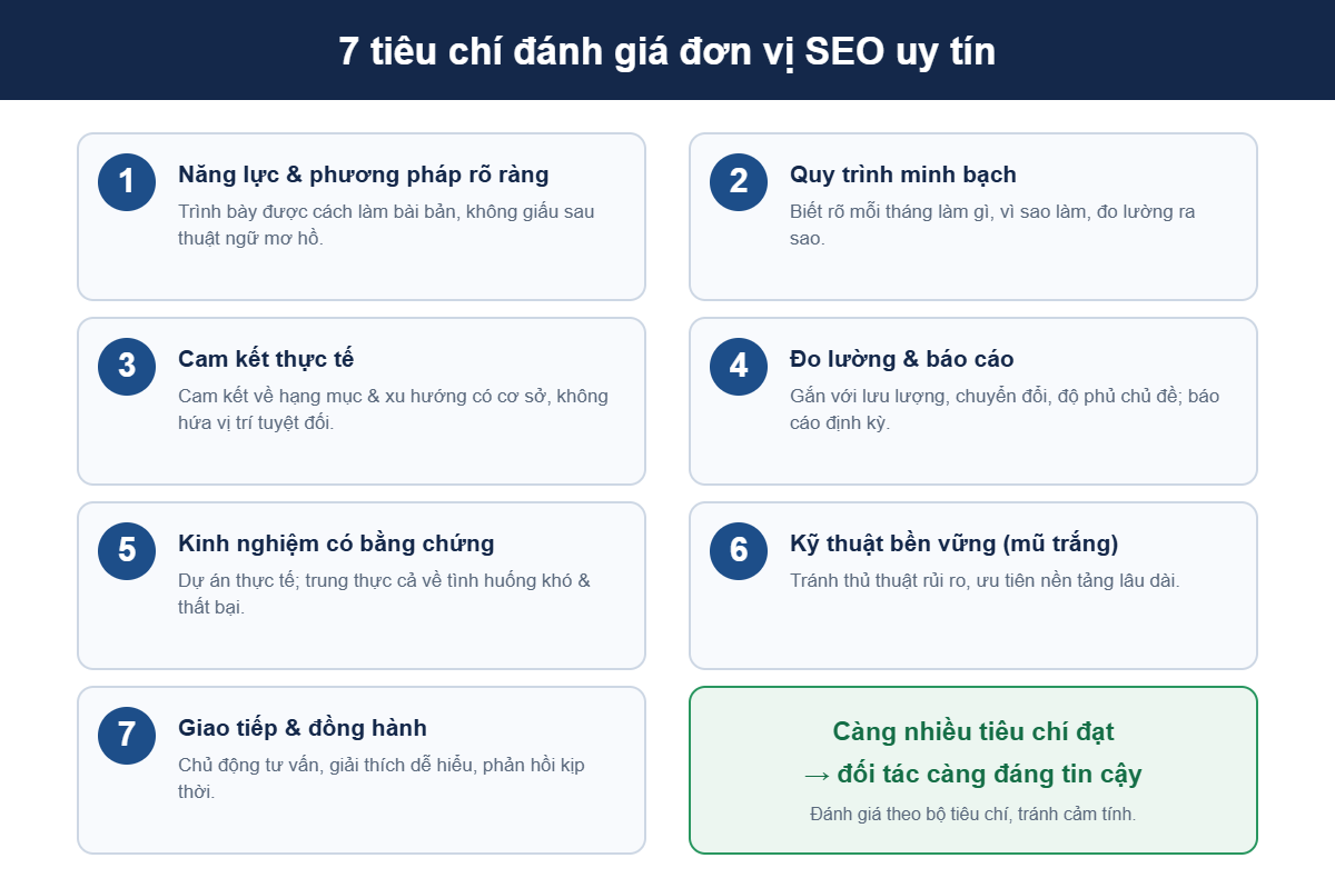 7 tiêu chí đánh giá đơn vị SEO uy tín