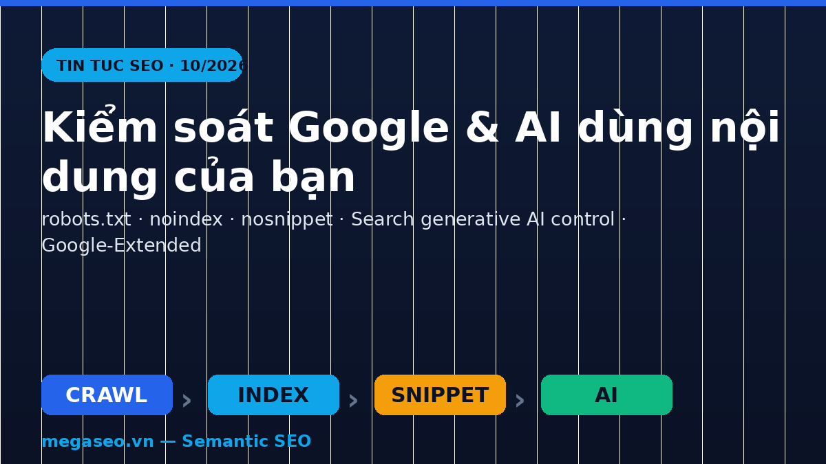 Thang kiểm soát nội dung: crawl, index, snippet, AI - robots.txt noindex nosnippet Search generative AI control